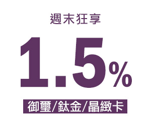 御璽/鈦金/晶緻卡週末狂享1.5%